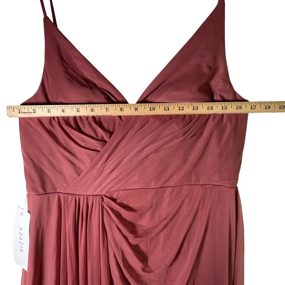 Azazie Evalin Chiffon Bridesmaid Dress Desert Rose Pink Size A14 Formal Maxi New
